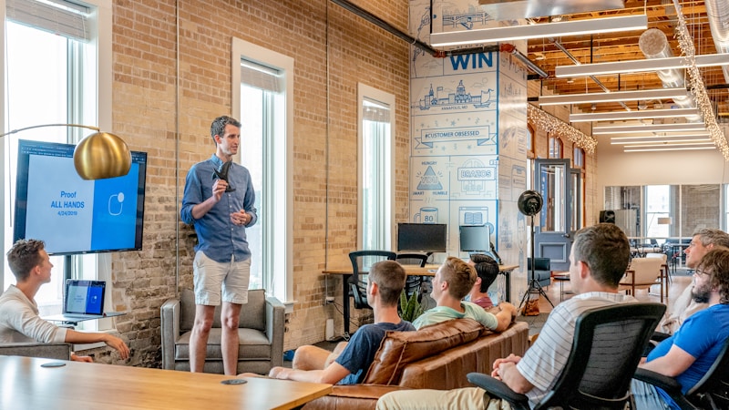 Modern office with team working